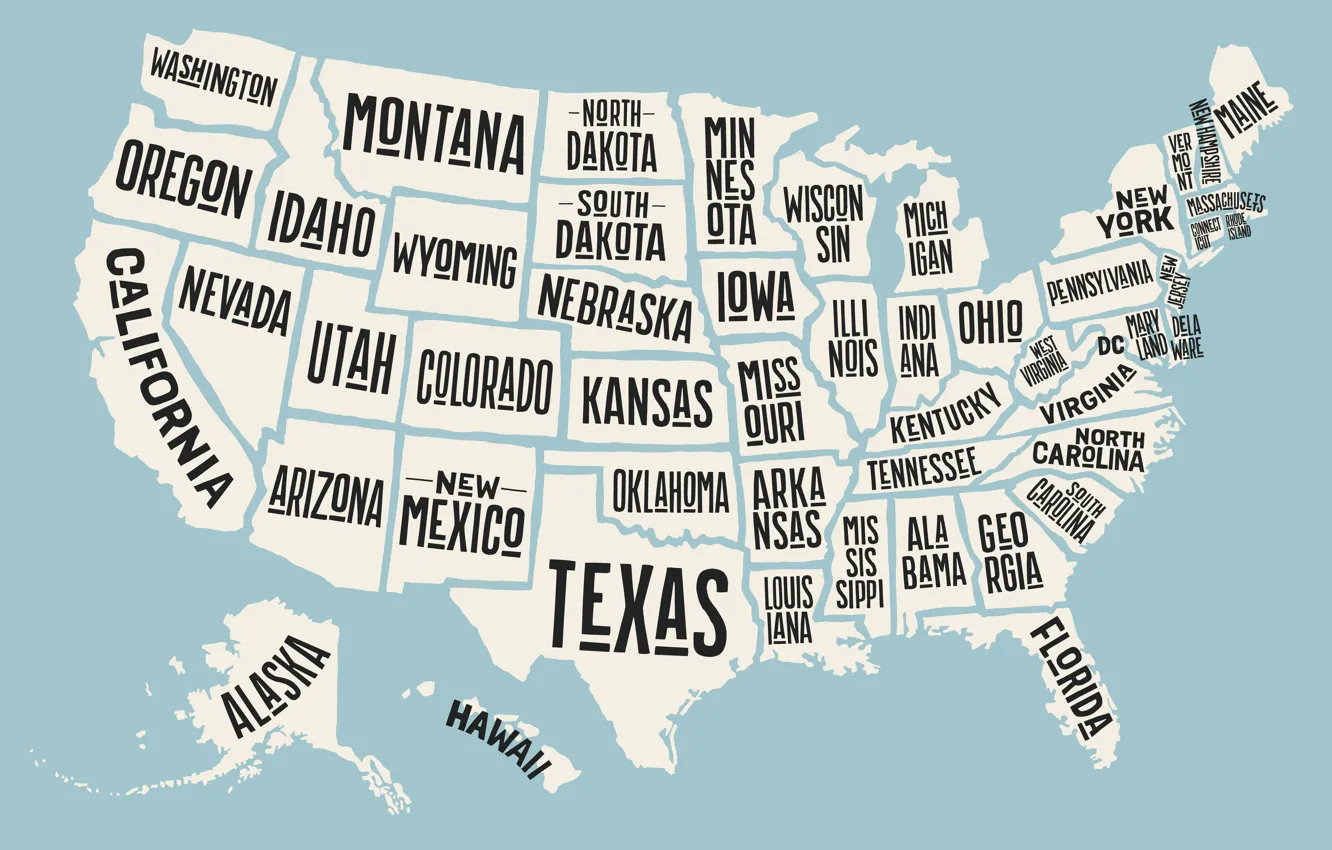 Фото обои USA, map, states