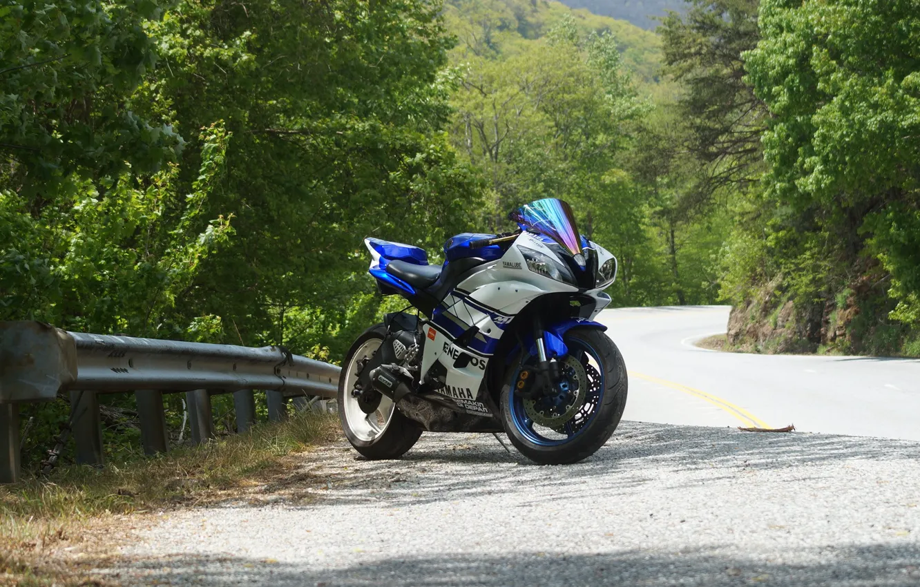 Фото обои white, yamaha, blue, yzf-r6