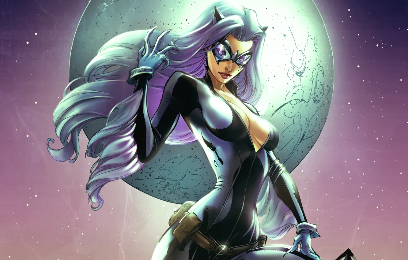 Фото обои луна, Marvel Comics, Чёрная кошка, Black Cat, Felicia Hardy