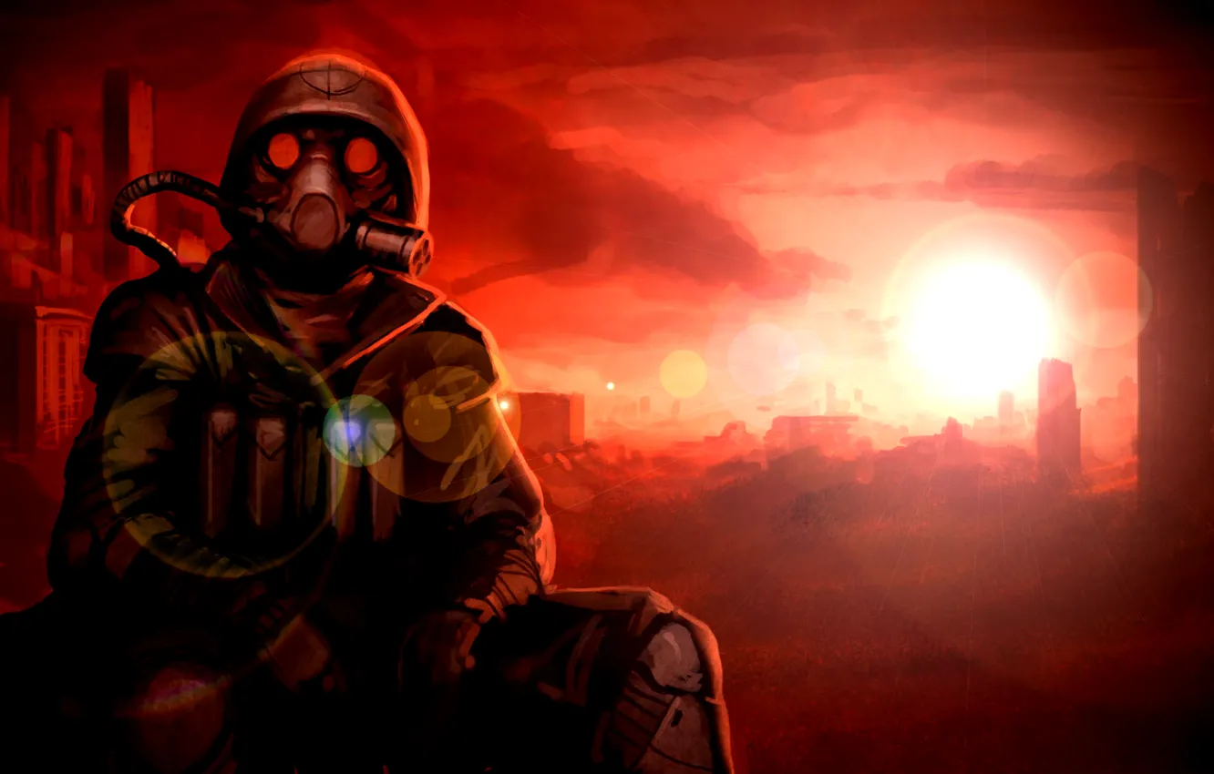 Фото обои city, stalker, mask, S.T.A.L.K.E.R, gas mask, corrected
