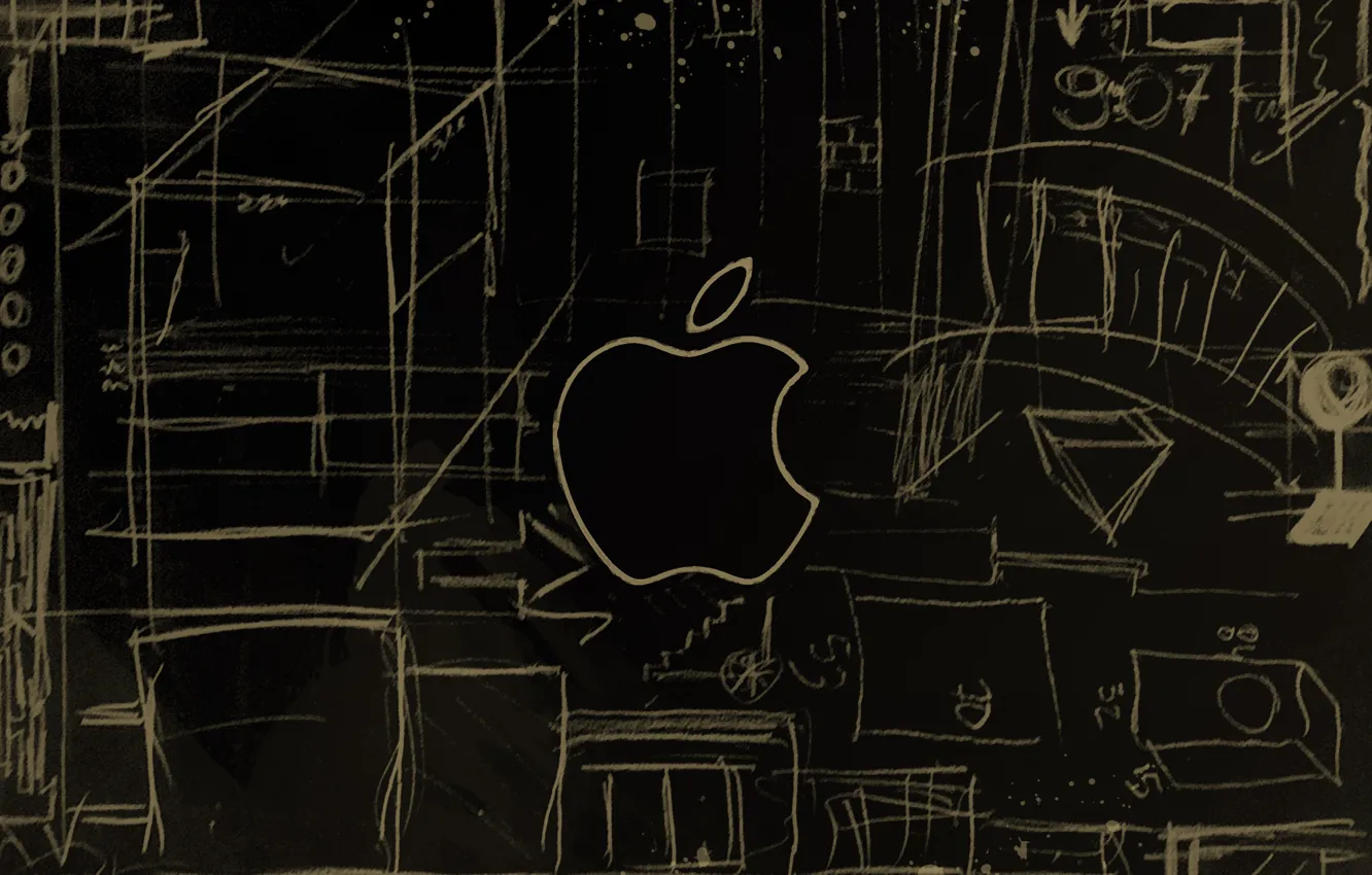 Фото обои рисунок, apple, яблоко, лого, логотит