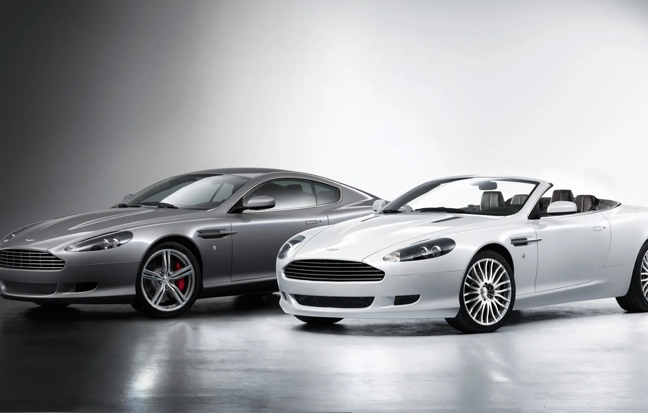 Фото обои Aston Martin, Белый, Серый, DB9, Coupe, Volante