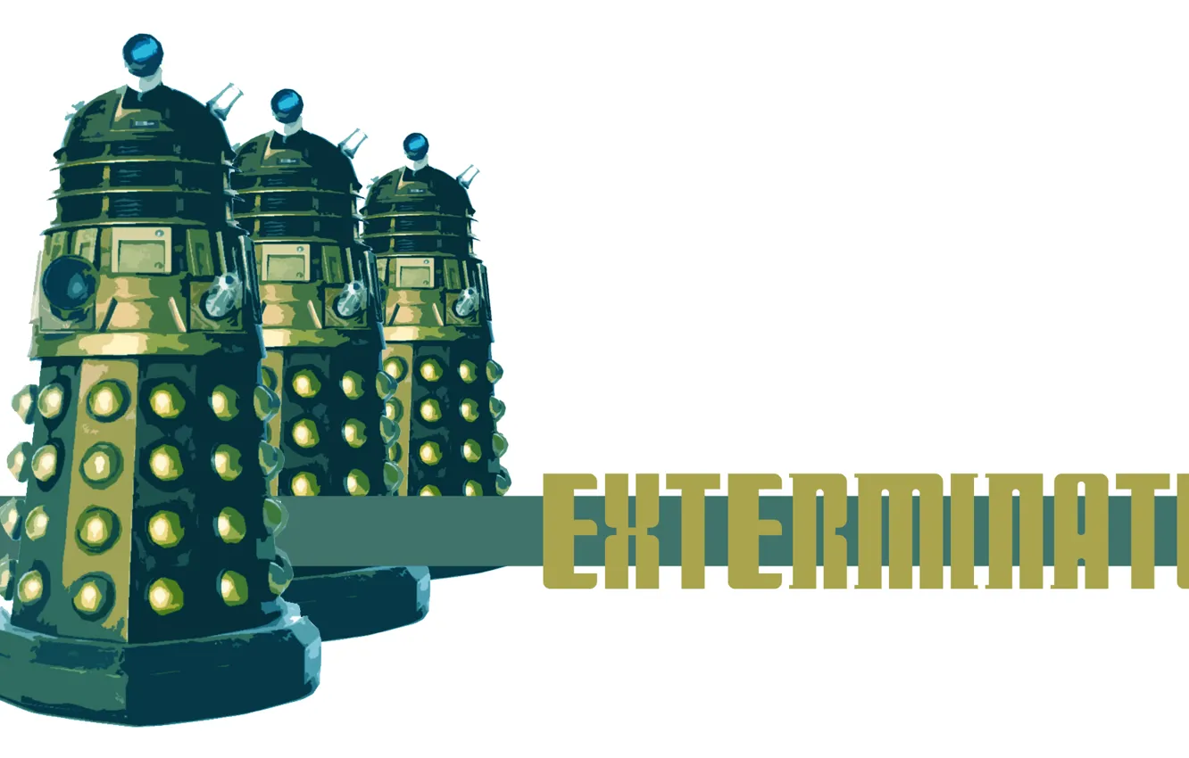Фото обои белый фон, Doctor Who, Доктор Кто, Daleks, Далеки