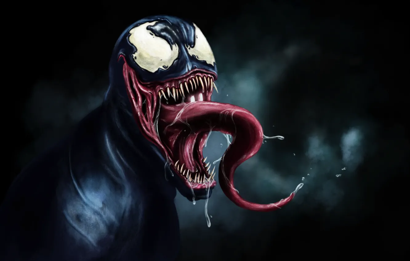 Фото обои Black, Venom, Spider Man, tongue
