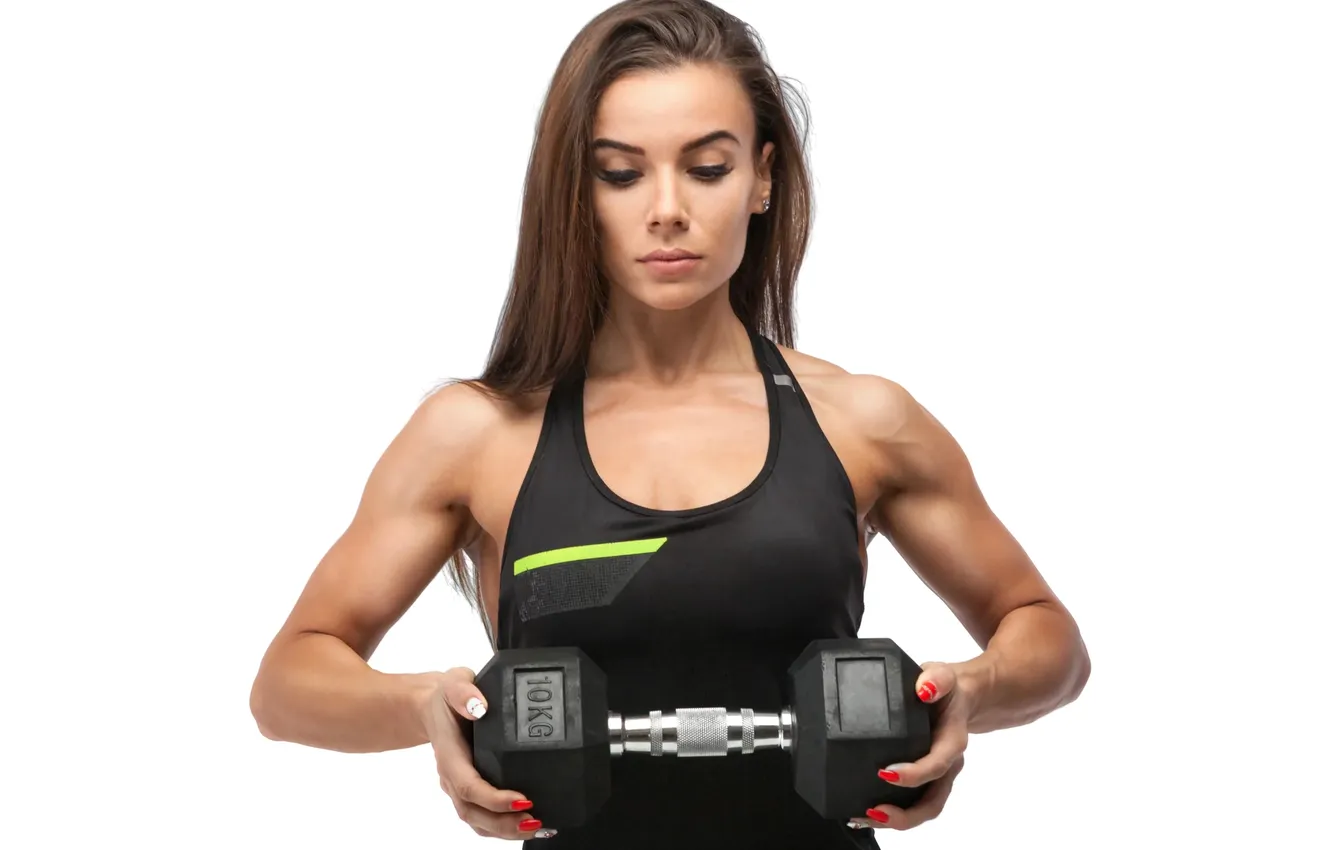 Фото обои фигура, фитнес, figure, hair, pose, workout, fitness, dumbbells