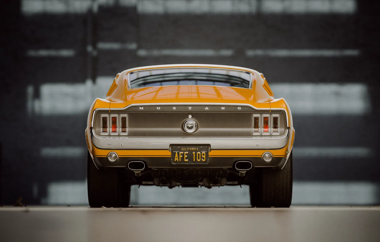Фото обои Mustang, Ford, Ретро, Машина, Форд, Fastback, 1968, Рендеринг