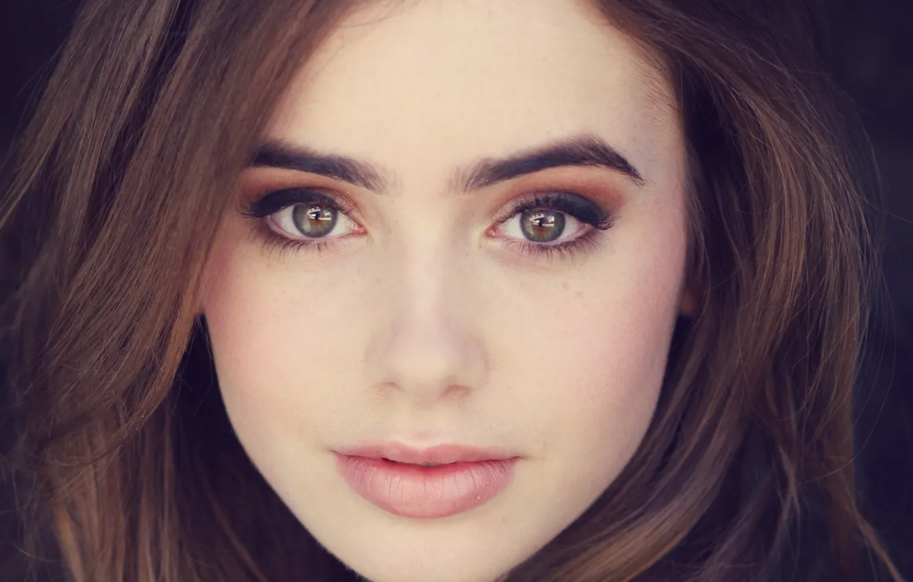 Фото обои глаза, взгляд, лицо, фото, face, lily collins, лили коллинз