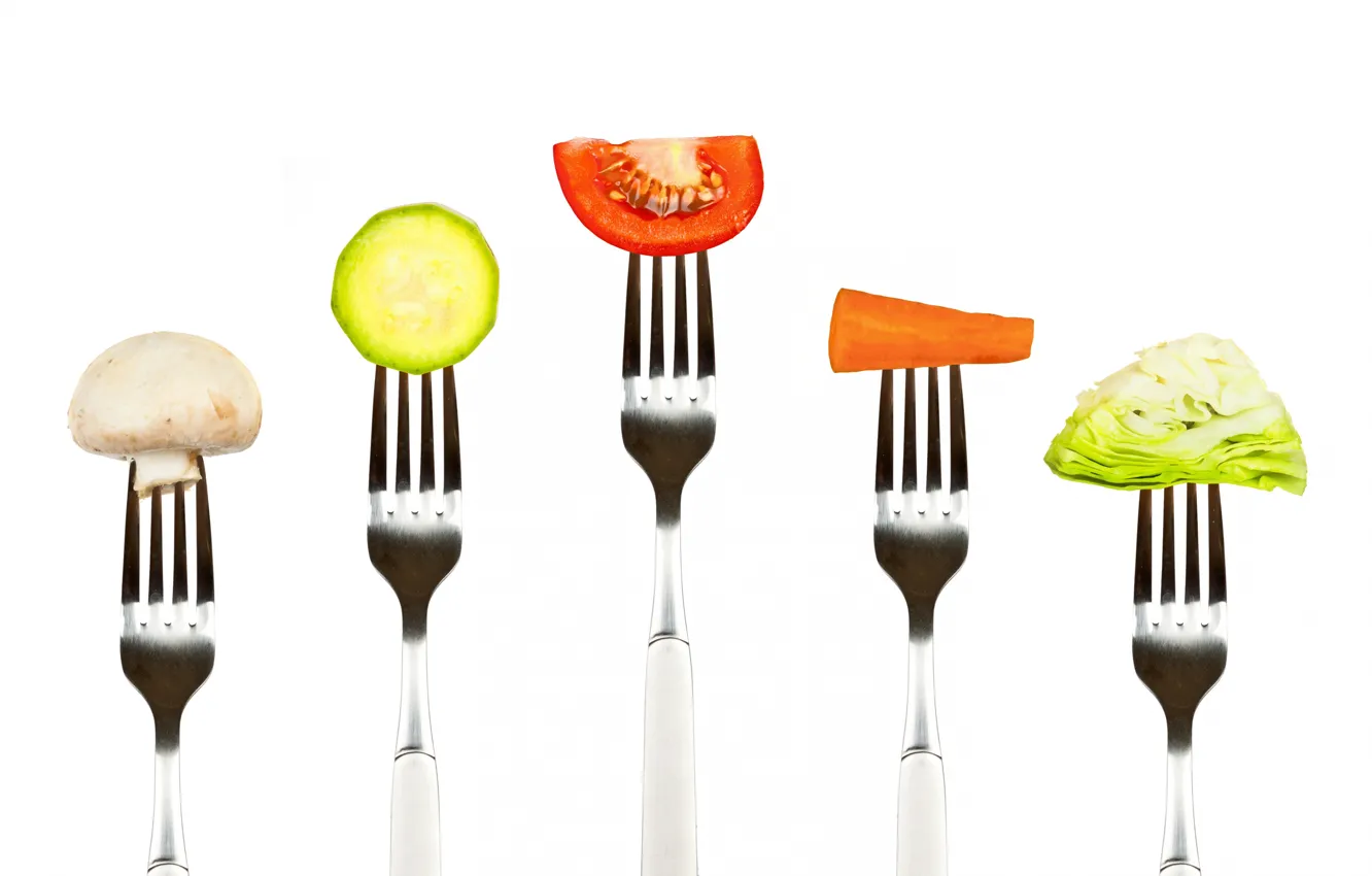 Фото обои макро, вилка, овощи