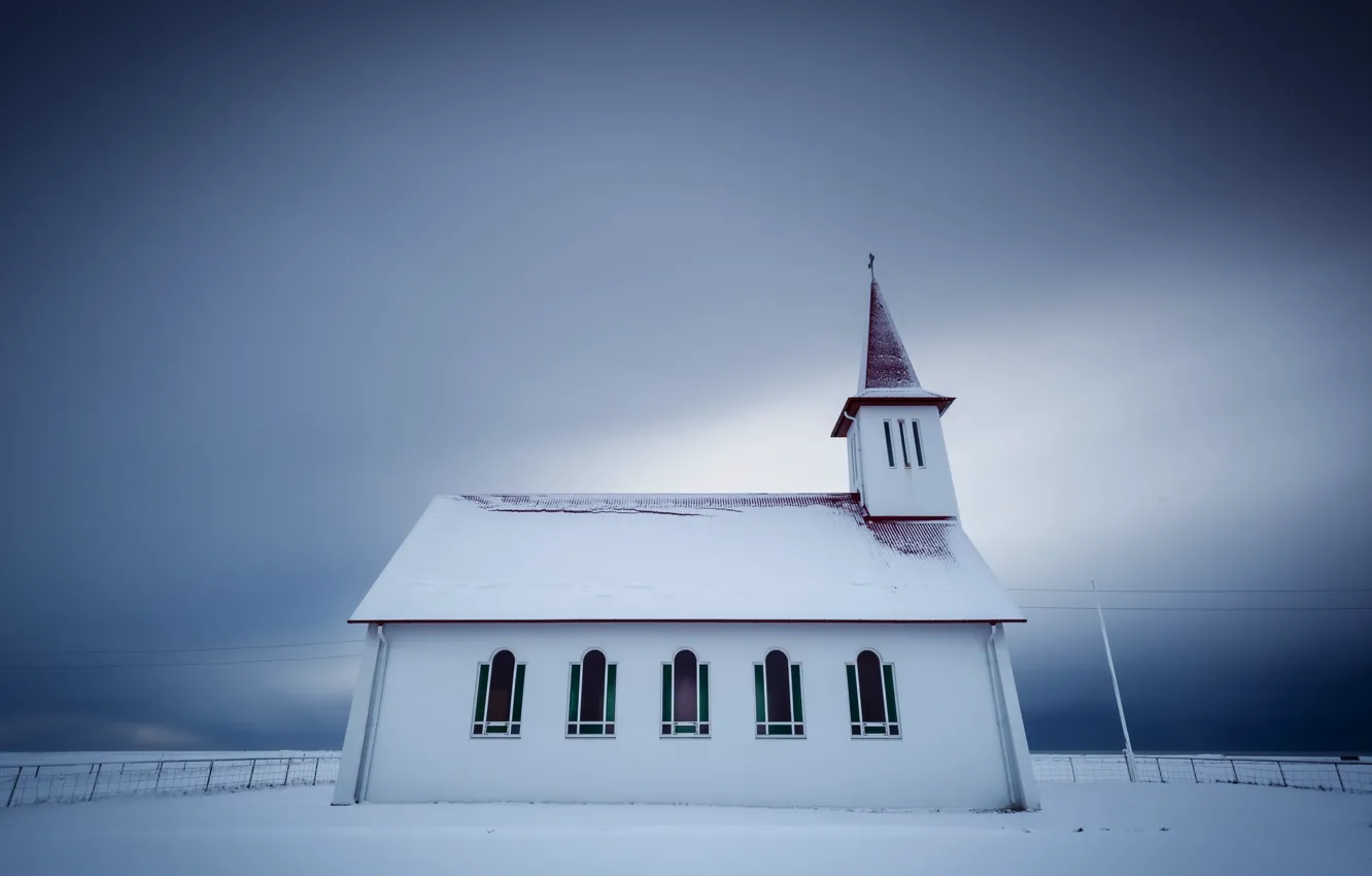 Фото обои зима, храм, Исландия