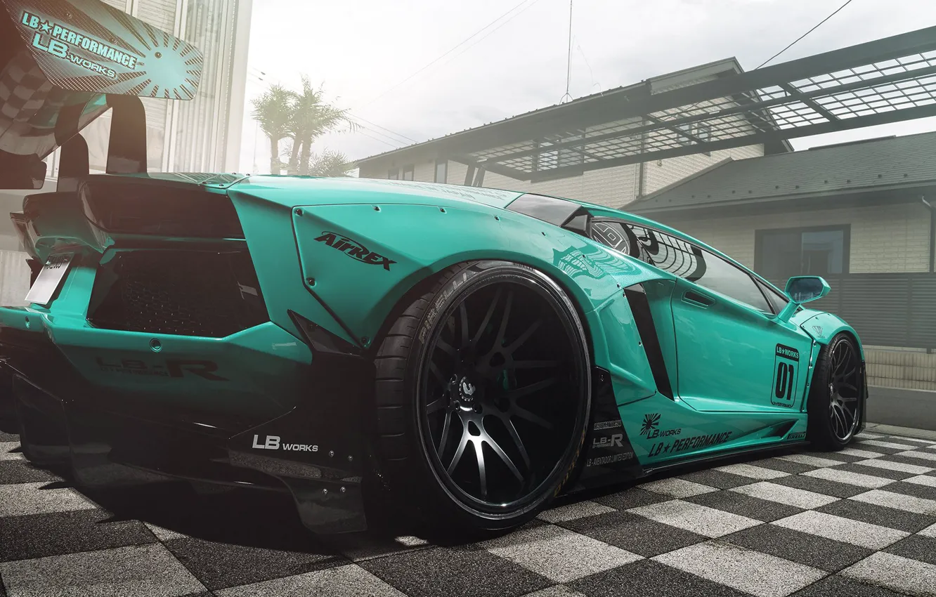 Фото обои Lamborghini, Side, Aventador, Liberty Walk, LB Works