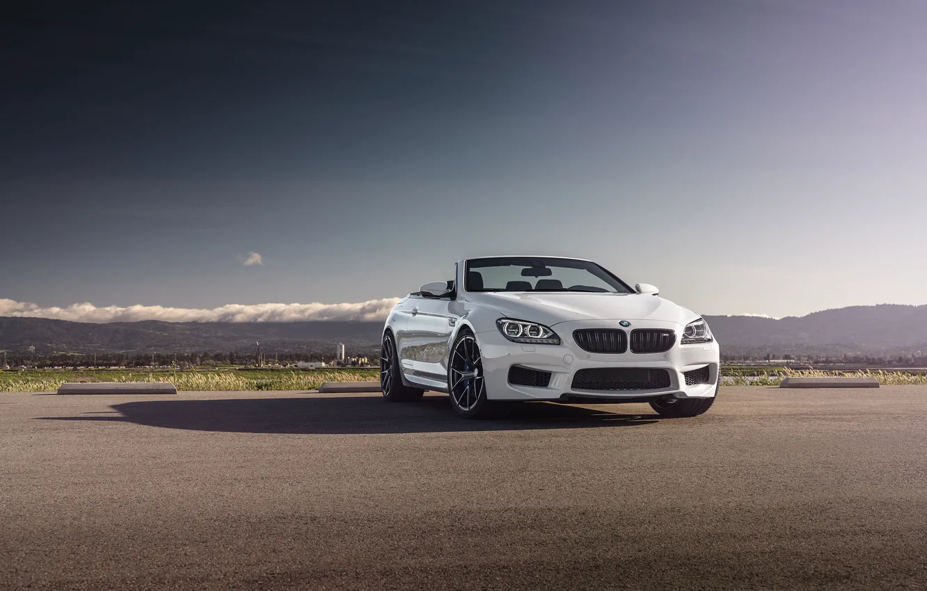 Фото обои BMW, Sky, Front, White, Forged, Convertible, Wheels, Strasse