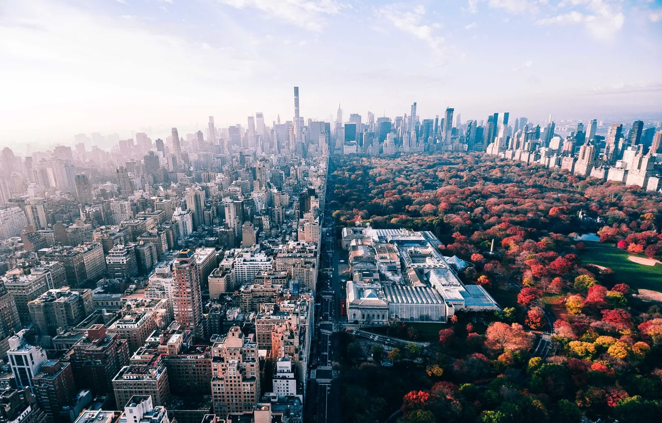 Фото обои осень, город, парк, США, Нью Йорк
