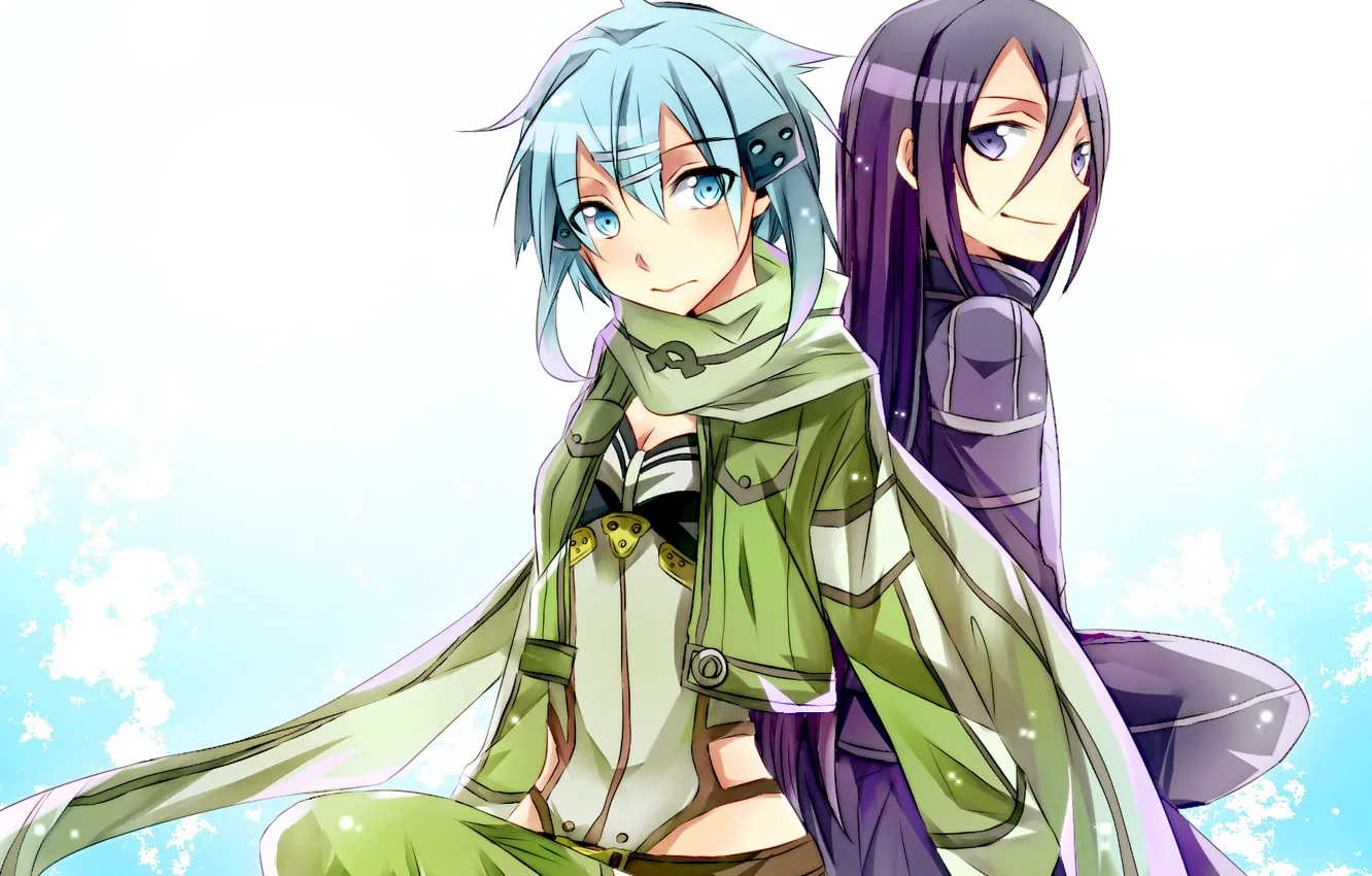 Фото обои взгляд, аниме, арт, парень, Мастера меча онлайн, Sword Art Online, Кирито, Синон