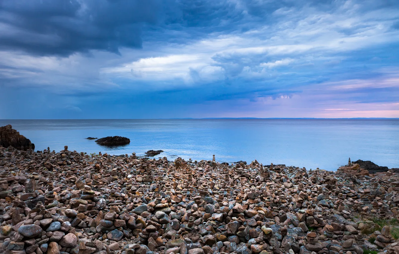Фото обои море, камни, побережье, Швеция, Sweden