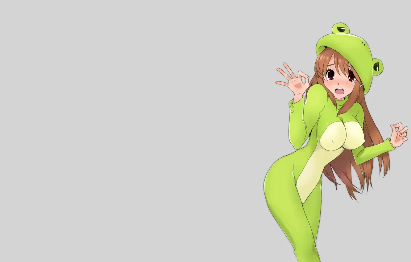 Фото обои Sexy, Art, Anime, Green, The Melancholy of Haruhi Suzumiya, Cute, Pretty, Frog