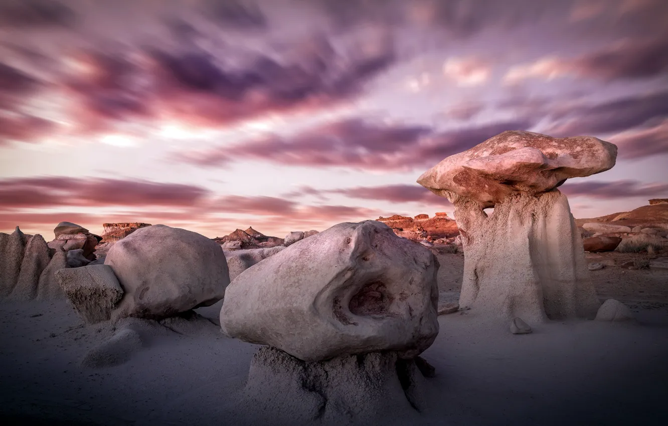 Фото обои камни, пустыня, usa, new mexico, bisti badlands