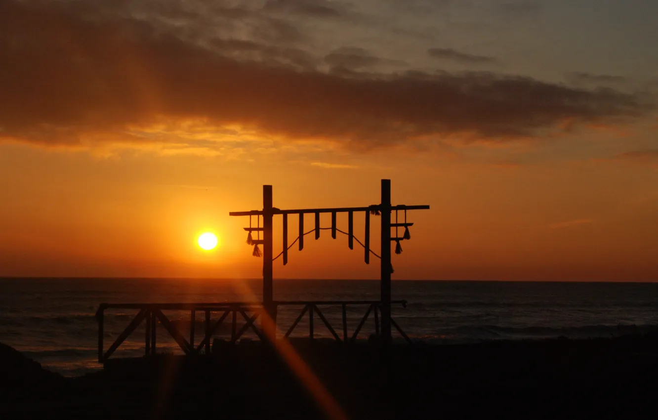 Фото обои солнце, рассвет, утро, арка, тотем