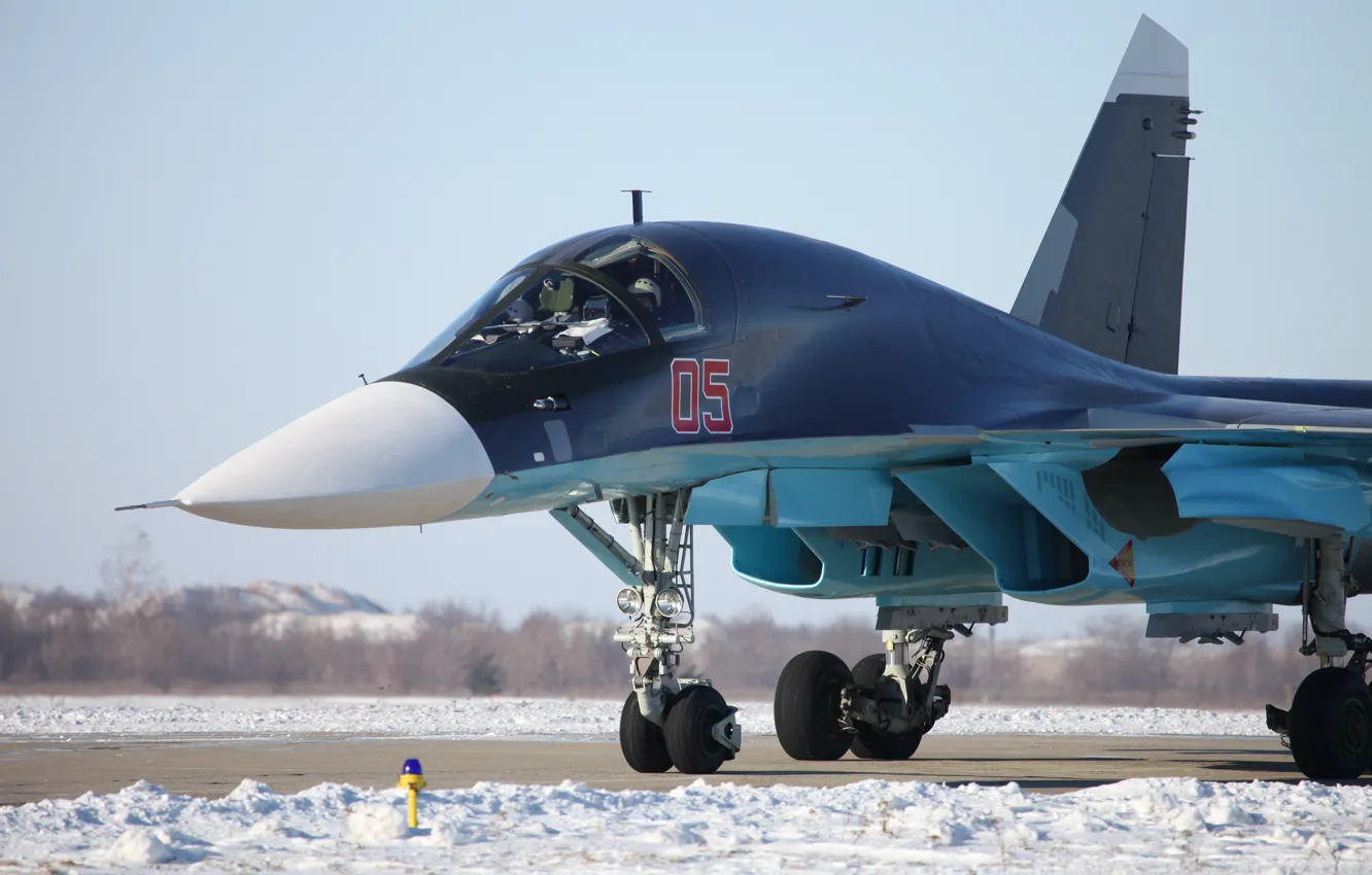 Фото обои бомбардировщик, ввс, Су-34