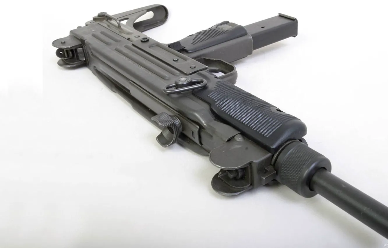 Обои оружие, белый фон, Uzi, Israel Military Industries, пистолет ...