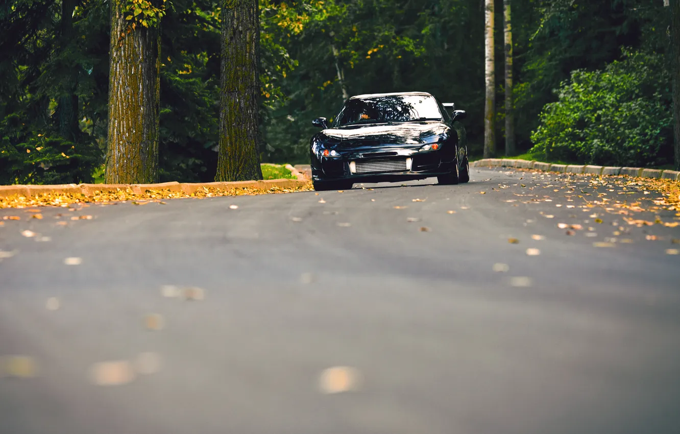 Фото обои дорога, осень, Mazda, RX7