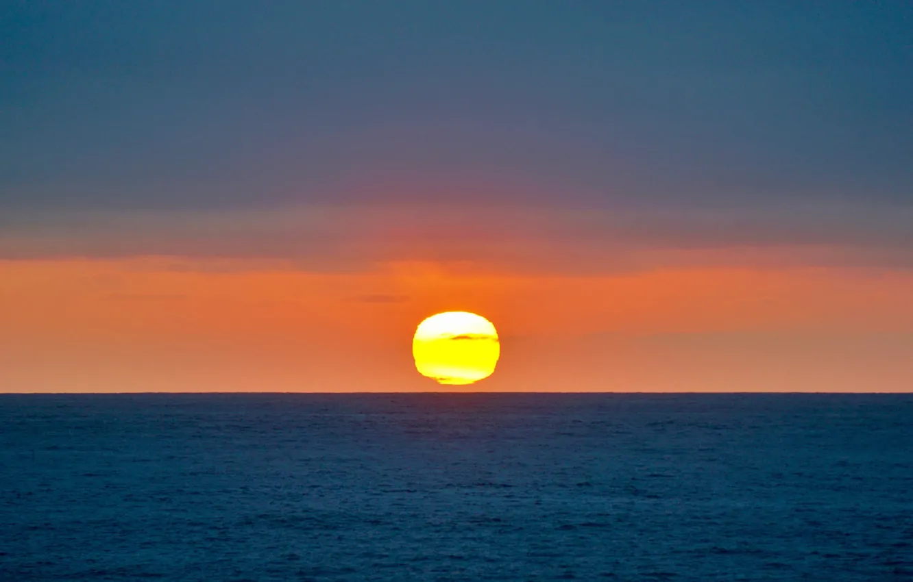 Фото обои fireball, twilight, sea, ocean, sunset, seascape, sun, dusk