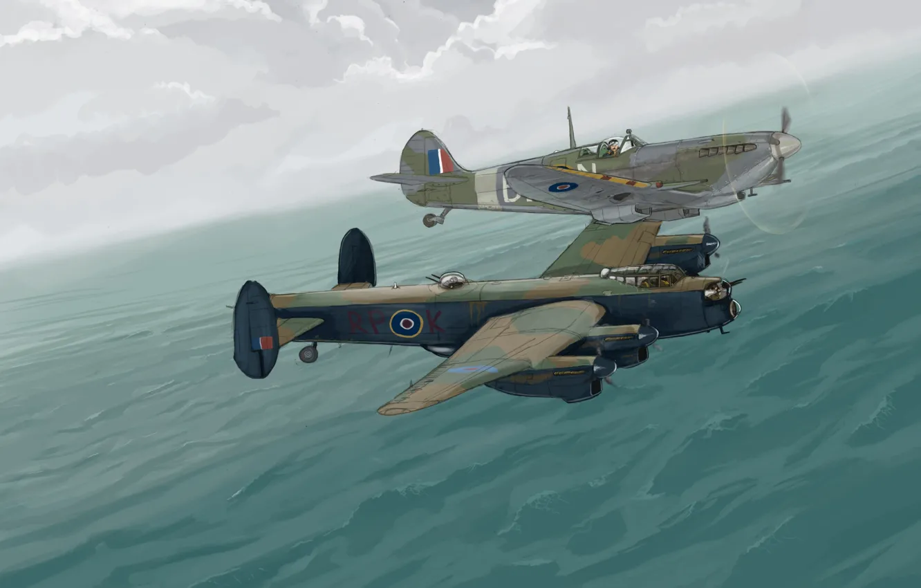 Фото обои aircraft, war, art, airplane, aviation, dogfight