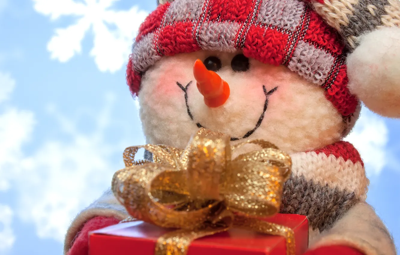 Фото обои Новый Год, Рождество, снеговик, Christmas, snowman, Merry