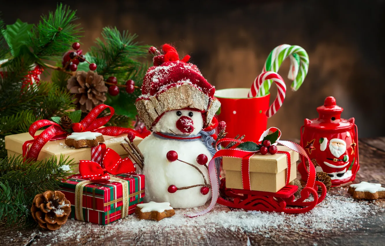 Фото обои украшения, игрушки, елка, Новый Год, Рождество, снеговик, Christmas, Xmas