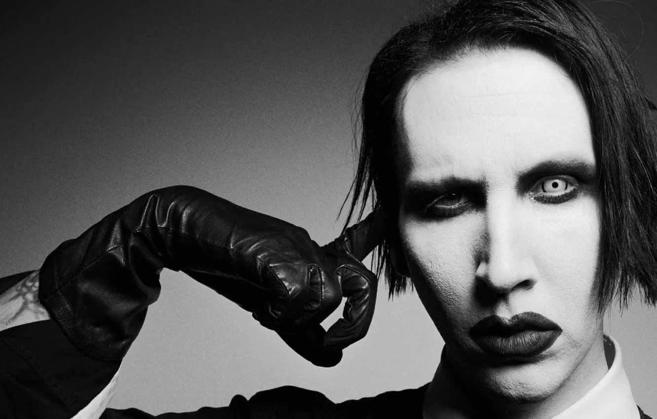 Фото обои музыка, образ, черно - белое, Marilyn Manson, Мэрлин Мэнсон