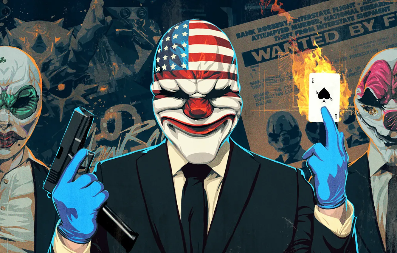 Фото обои Даллас, Dallas, Clover, Hoxton, PAYDAY 2, Хокстон, Кловер