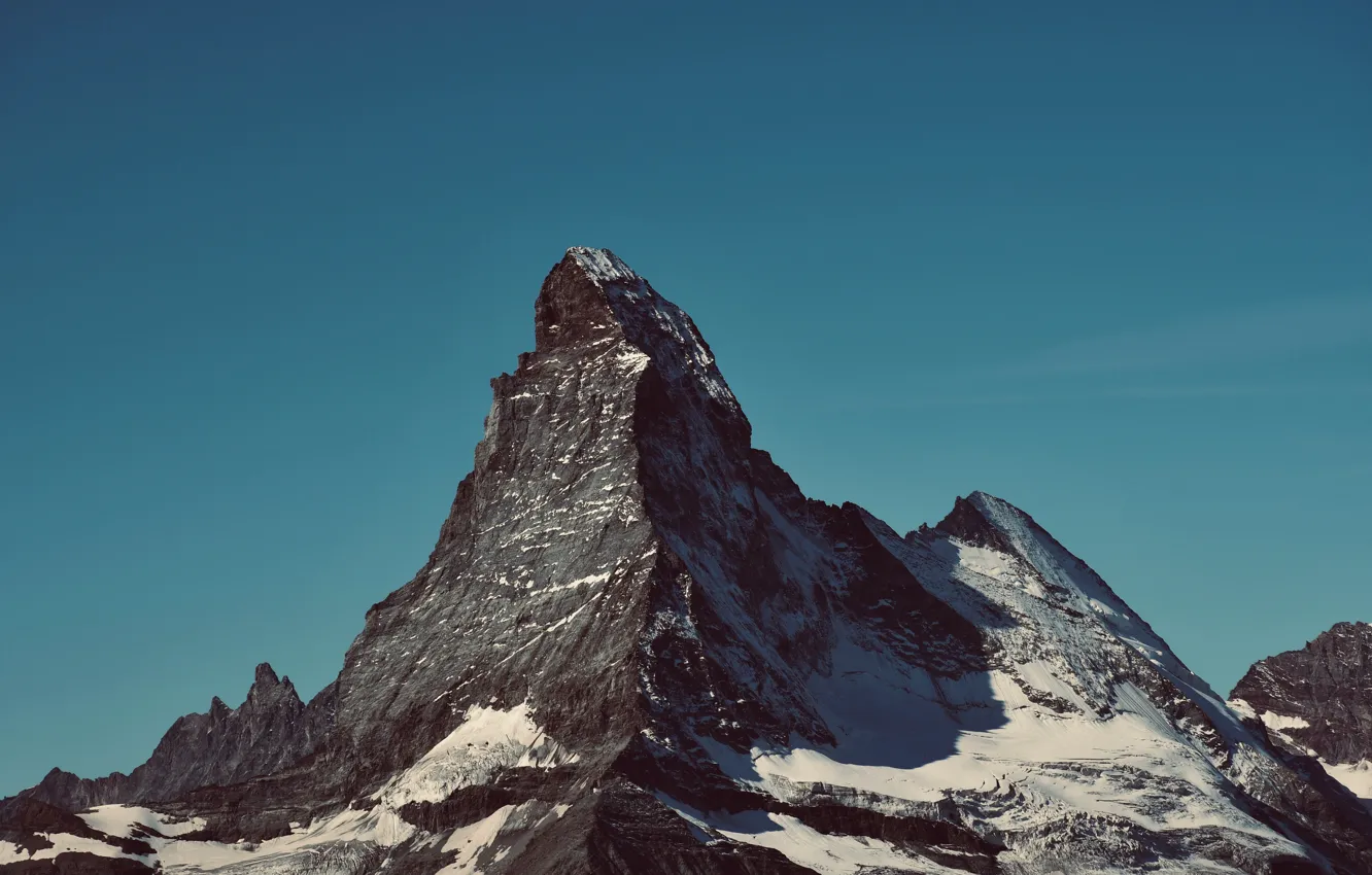 Фото обои зима, небо, снег, горы, природа, скалы, Швейцария, Альпы