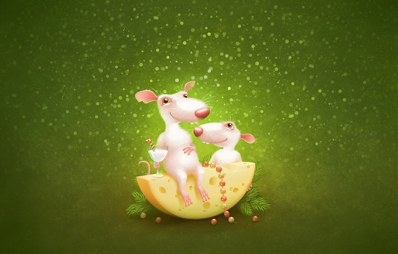 Фото обои зеленый, сыр, крысы, Мыши