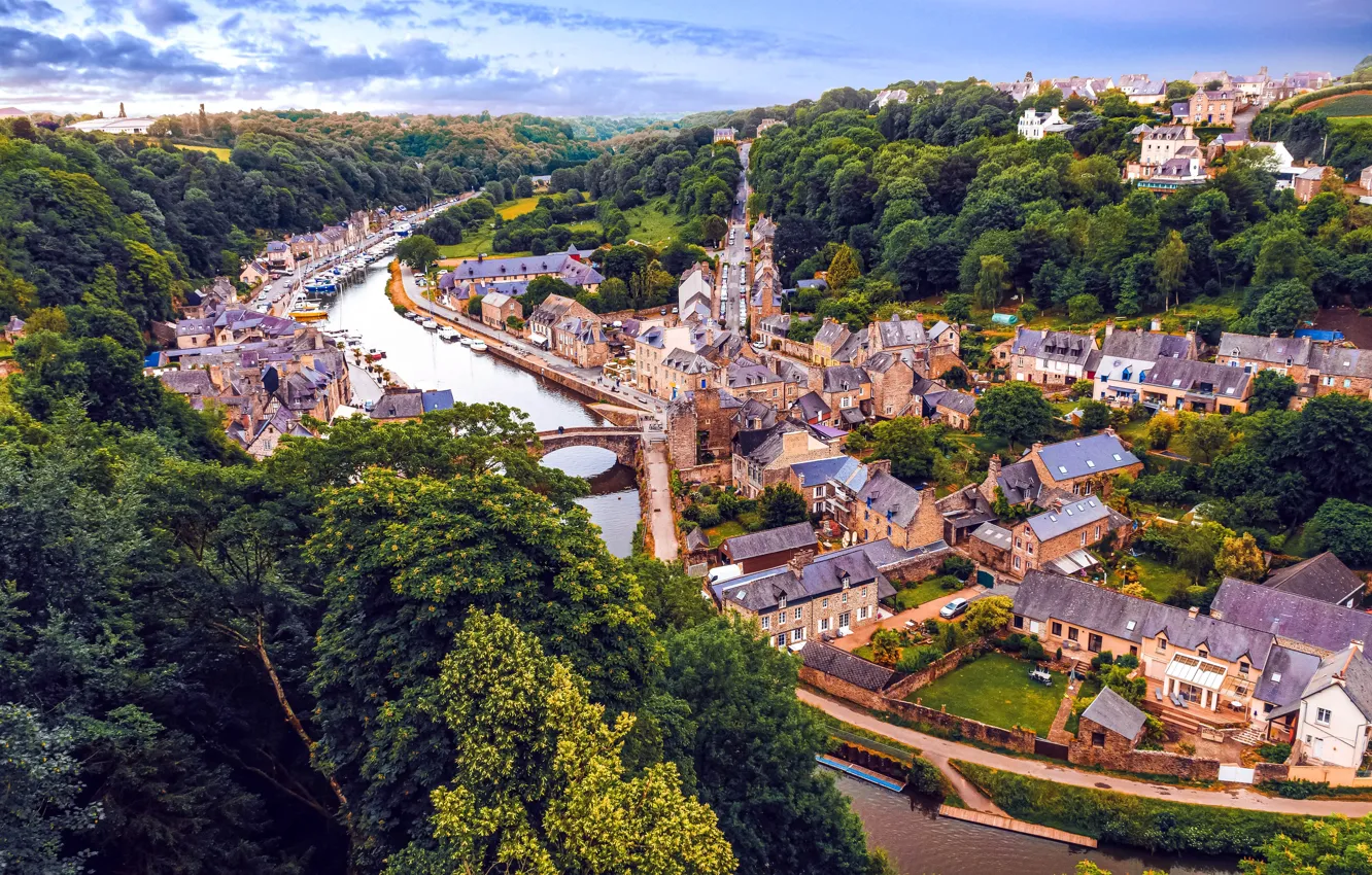 Фото обои Франция, красота, Река, горизонт, архитектура, вид сверху, France, River