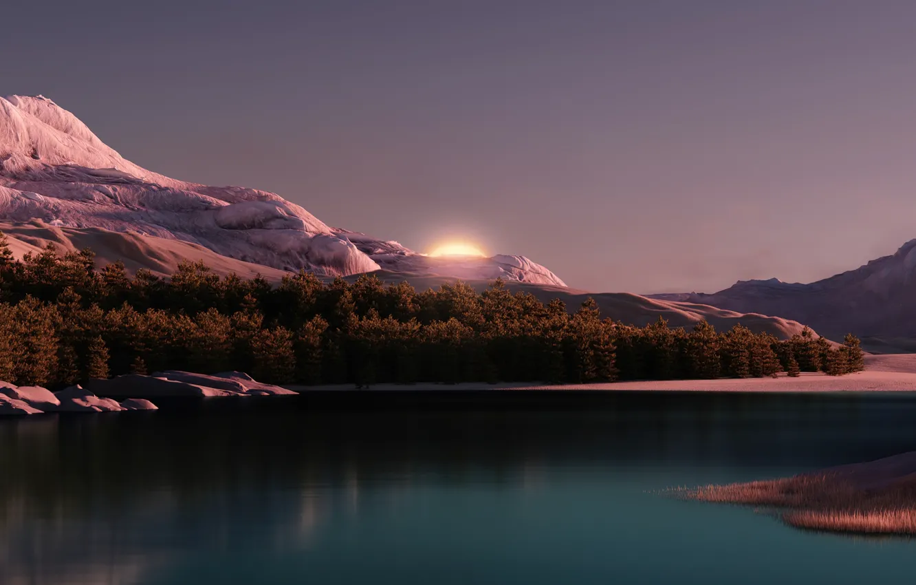 Фото обои landscape, nature, digital art, Windows 11