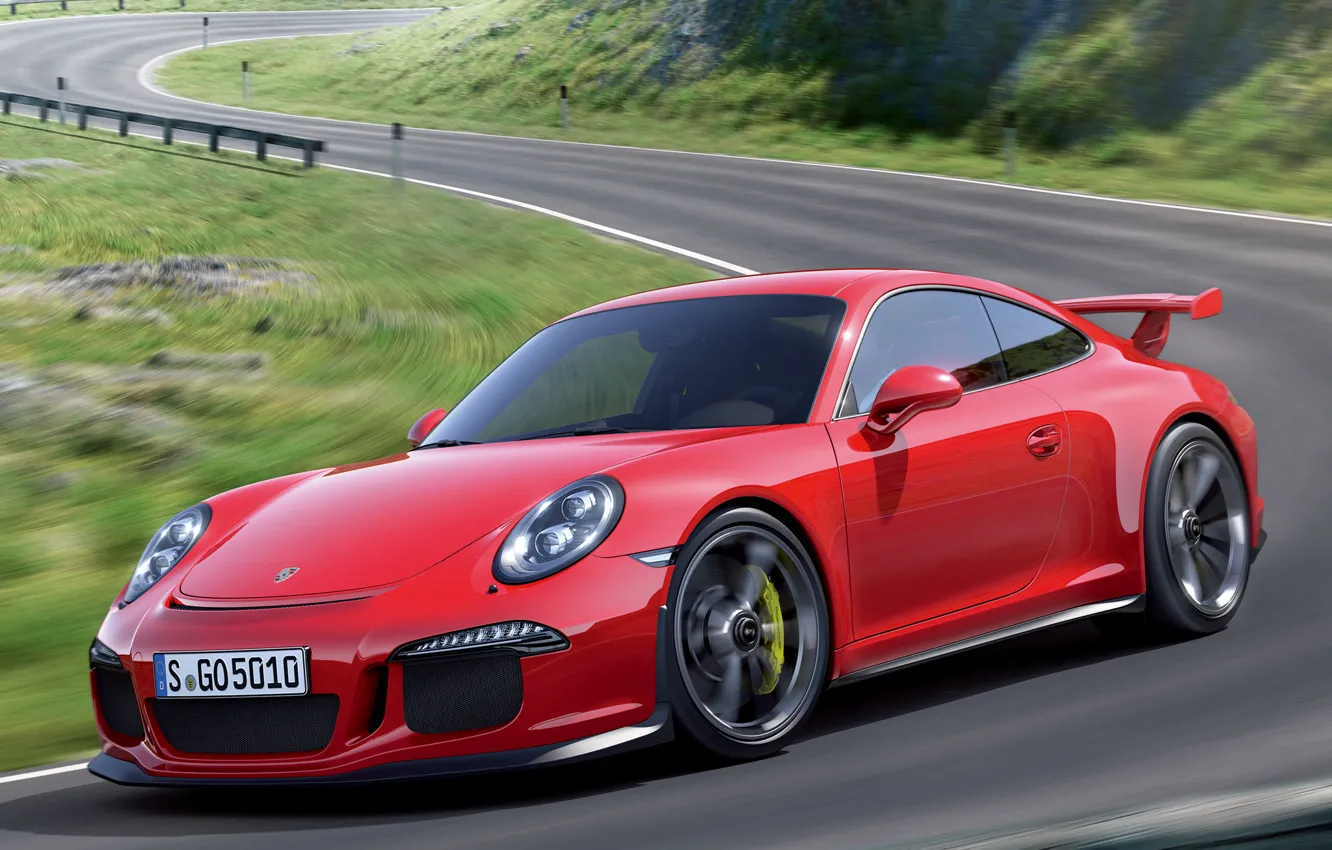 Фото обои Porsche, red, supercar, 911 GT3