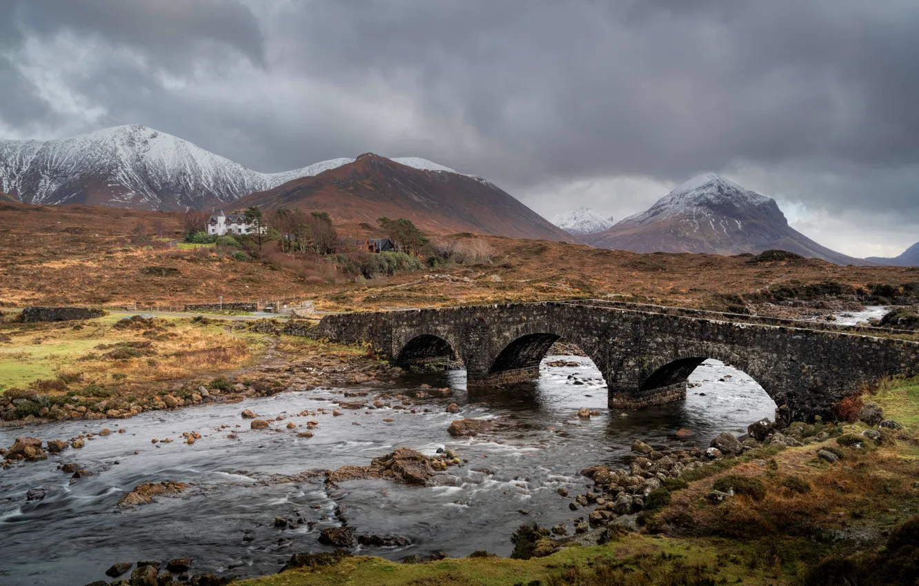 Фото обои мост, Шотландия, водоем