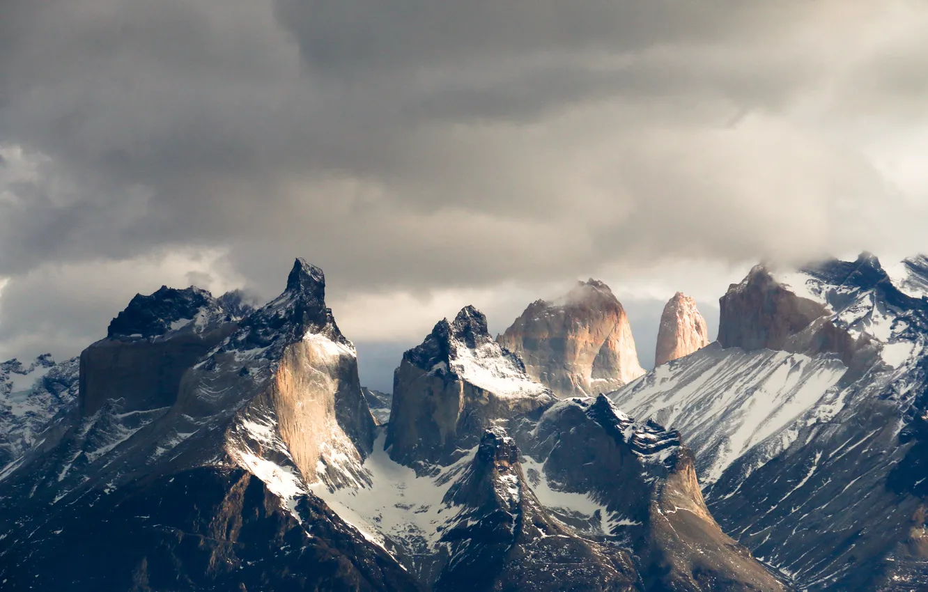 Фото обои тучи, Южная Америка, Патагония, горы Анды