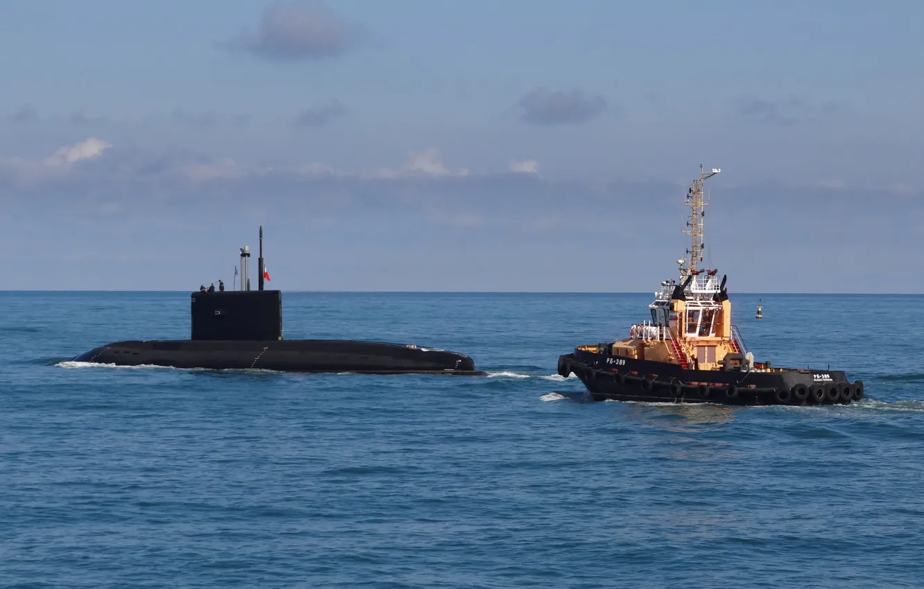 Фото обои буксир, Черное море, &quot;Новороссийск&quot;, Дизельная подводная лодка, РБ-389