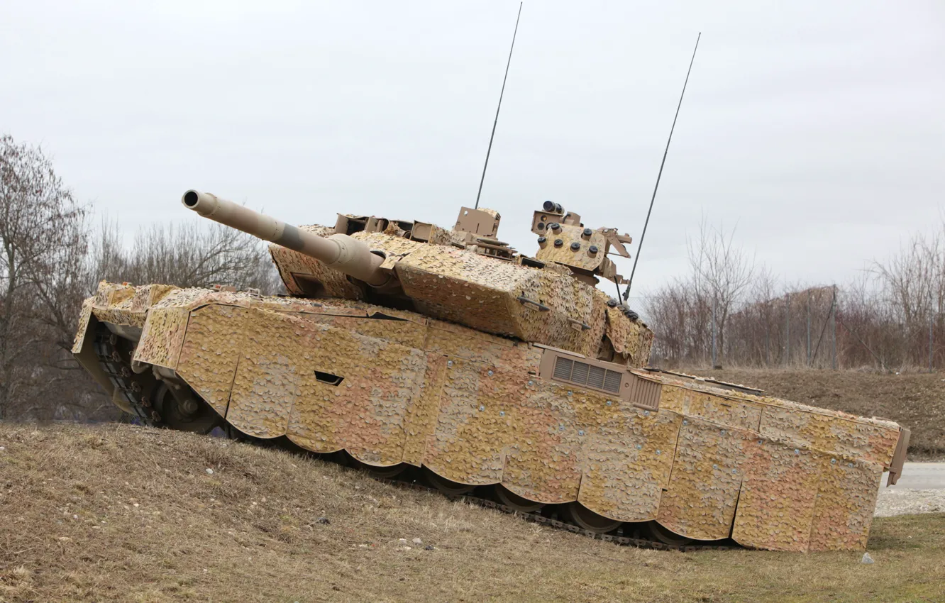 Фото обои Германия, танк, камуфляж, бронетехника, военная техника, Leopard 2A7+