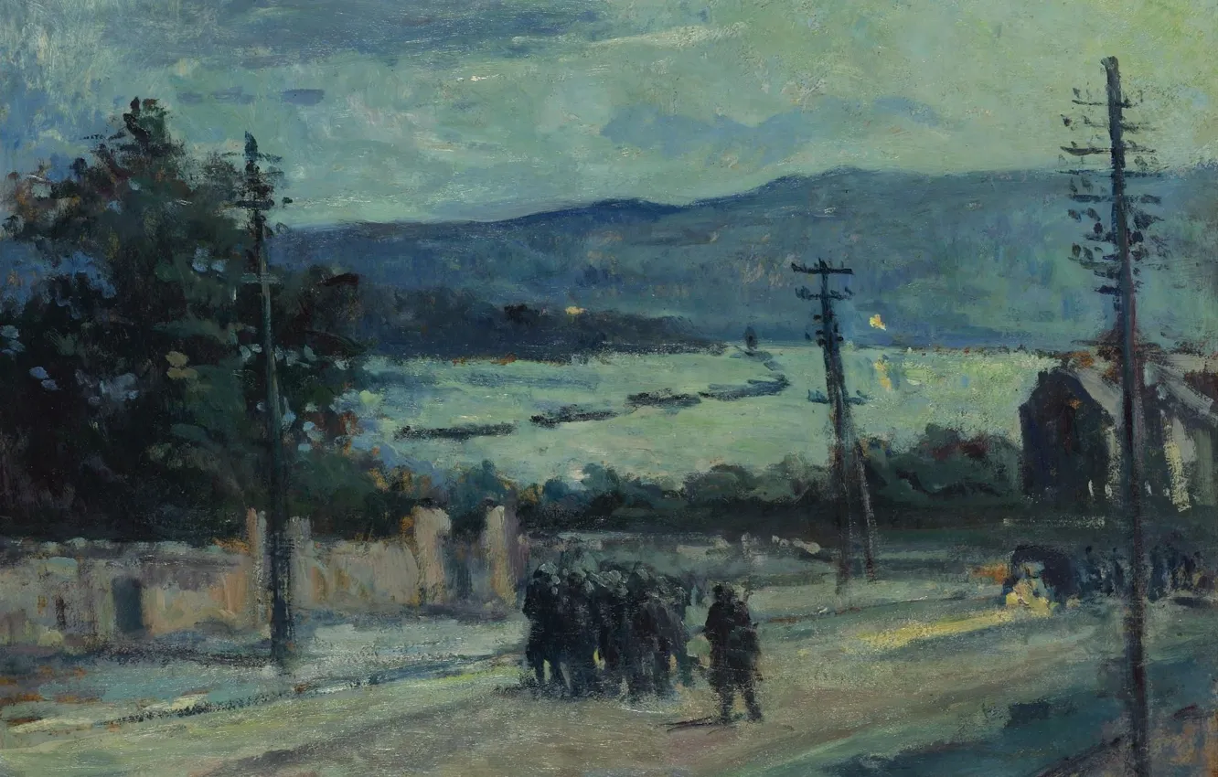 Фото обои пейзаж, картина, 1917, Максимильен Люс, Maximilien Luce, Рольбуаз. Дорога