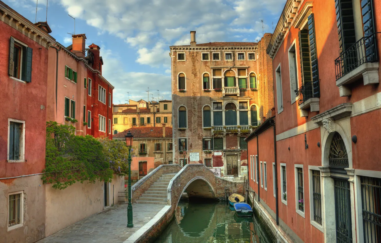 Фото обои мост, дома, Италия, Венеция, канал