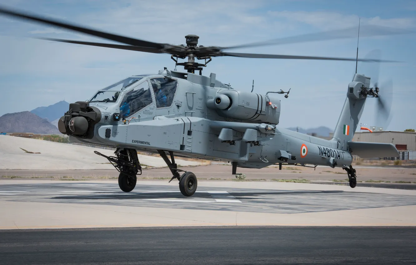 Фото обои Apache, AH-64 Apache, AH-64, ВВС Индии, Ударный вертолёт, АН-64Е Apache