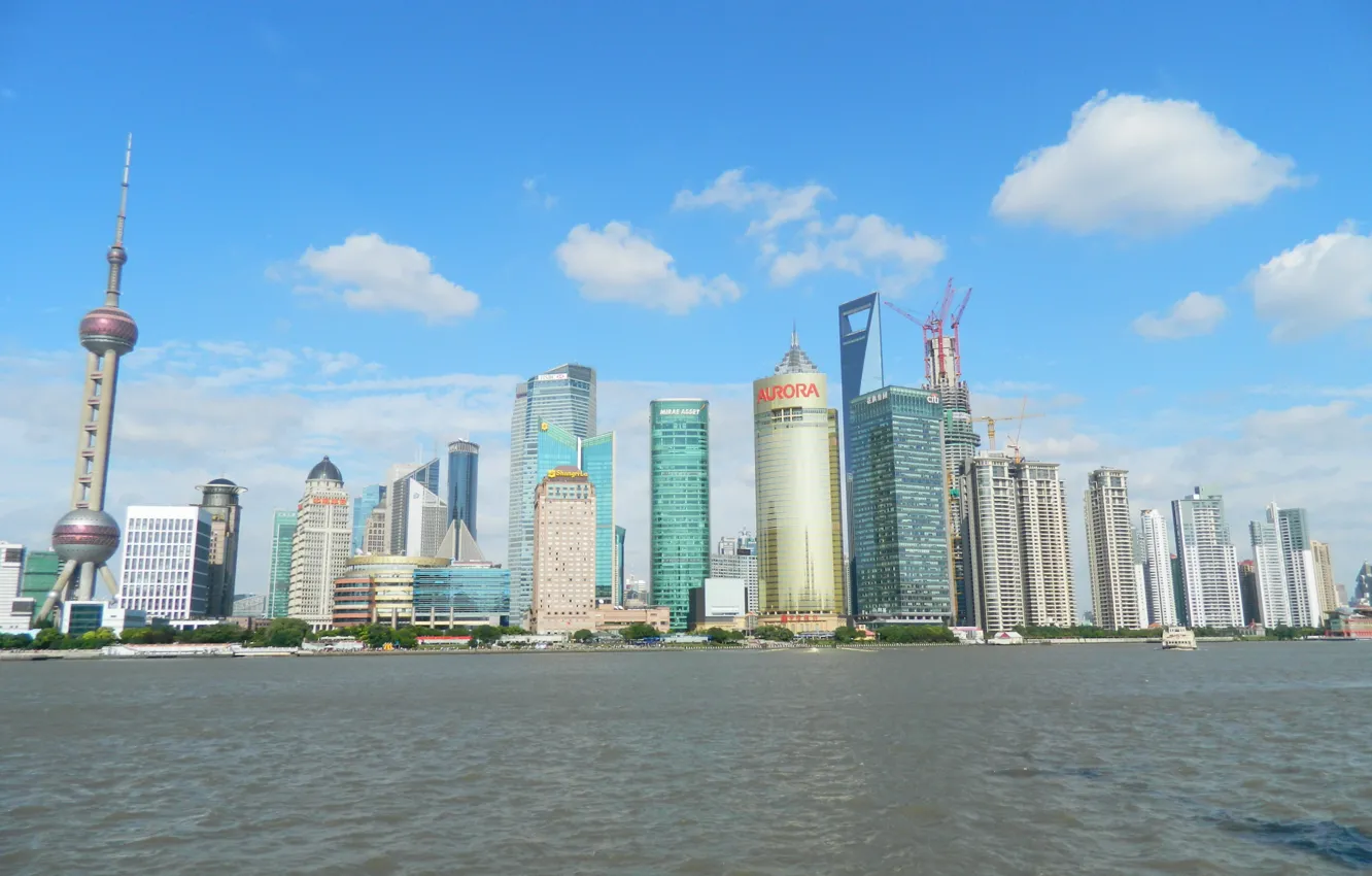 Фото обои China, Shanghai, City, Skyline, Skyscraper