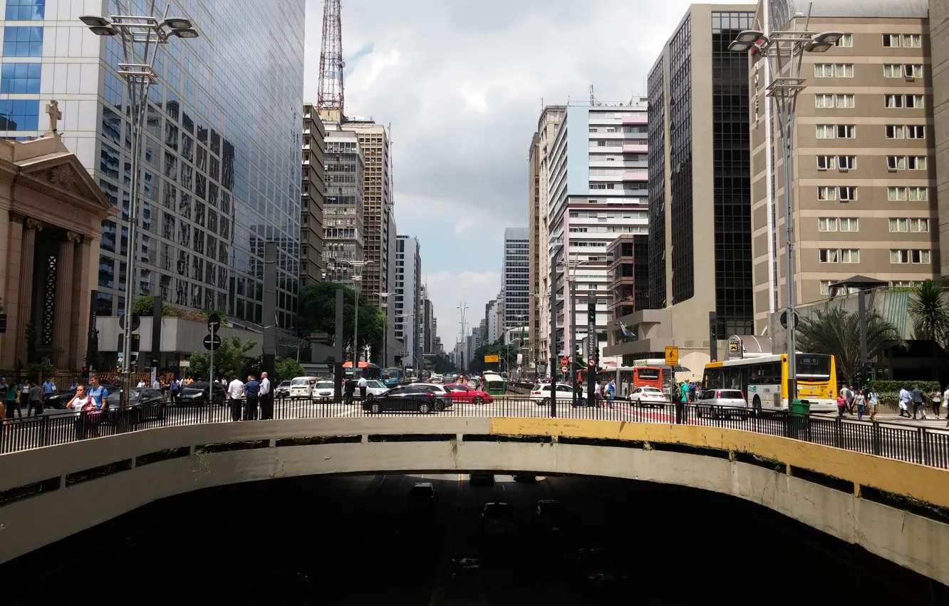 Фото обои city, Brazil, Sao Paulo, capital, crowded, daylight, avennue