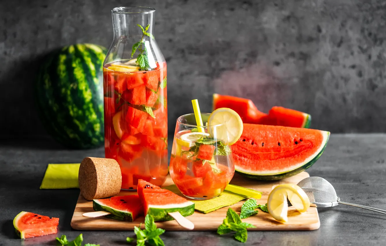 Фото обои арбуз, напиток, fresh, drink, watermelon