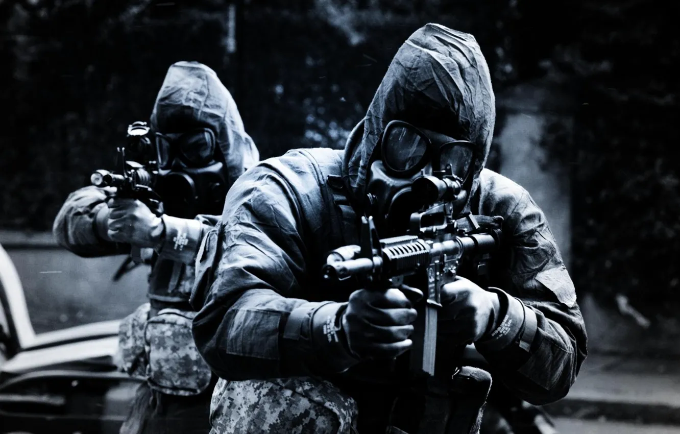 Фото обои оружие, противогаз, Солдаты, спецназ, SAS