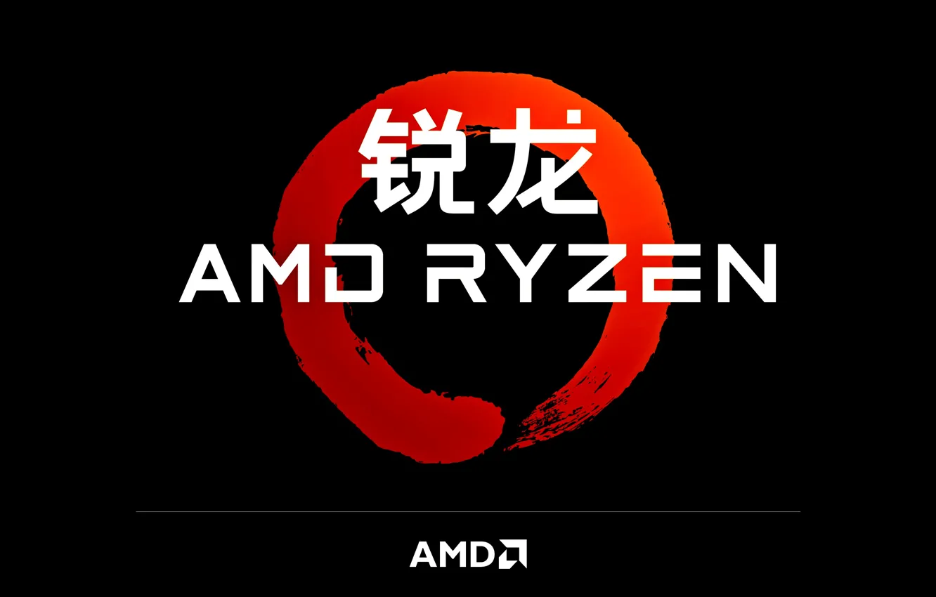 Фото обои красный, фон, иероглифы, AMD, тёмный, Кукуруза, Рязань, Ryzen