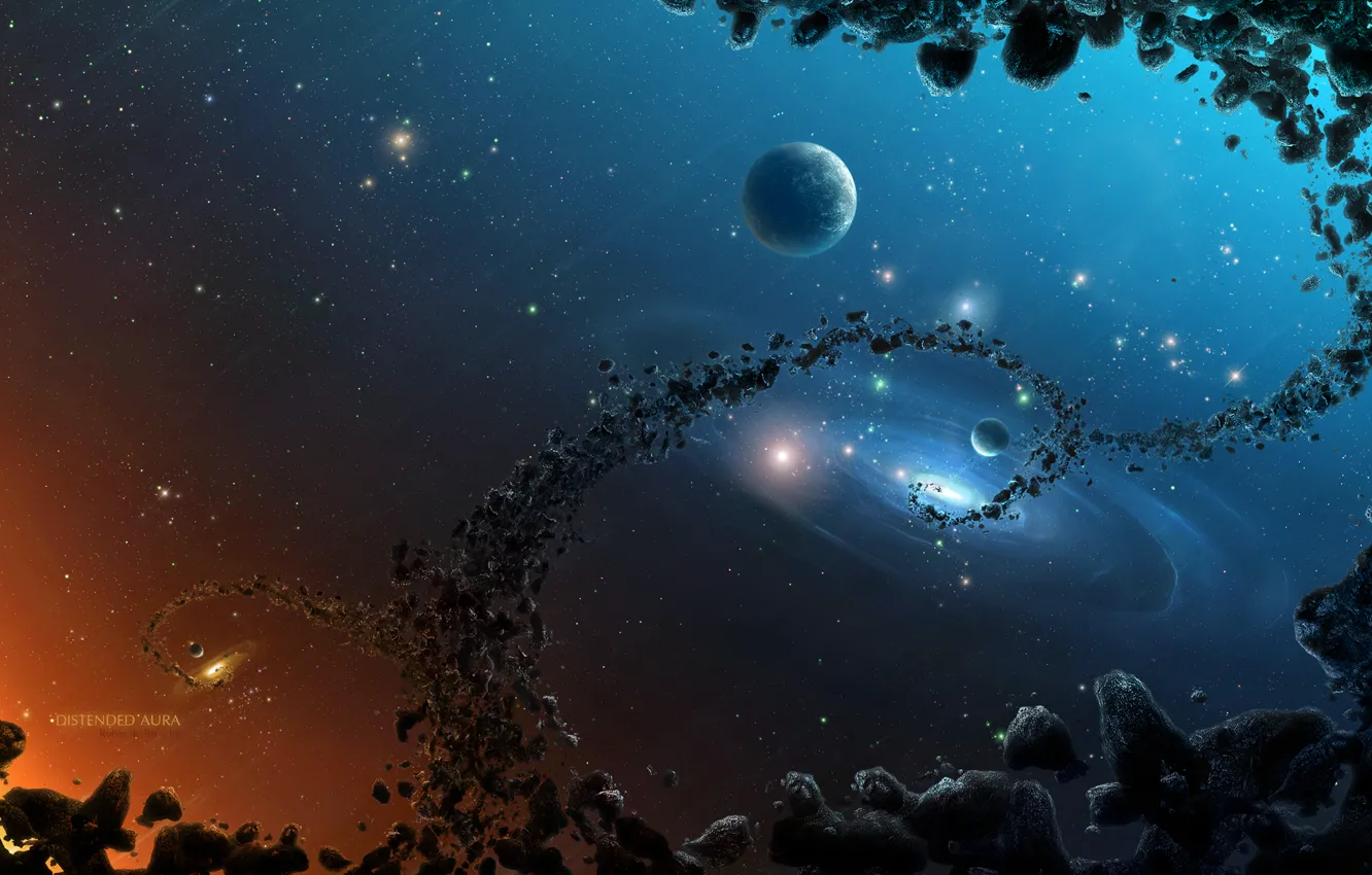 Фото обои rocks, planets, galaxies, asteroids, Sci Fi, black hole