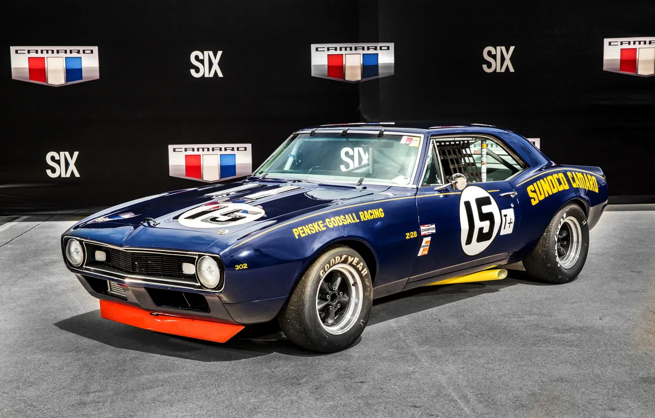 Фото обои Chevrolet, Camaro, шевроле, 1967, камаро, Race Car, Z28, Sunoco