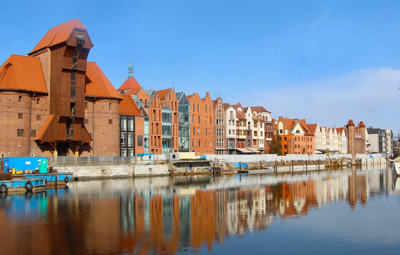 Фото обои river, building, Gdansk